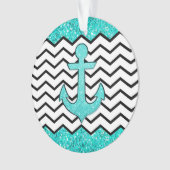 Blauwgroen glitteranker en chevron ornament (voorkant)