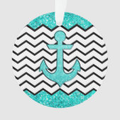 Blauwgroen glitteranker en chevron ornament (voorkant)
