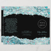 Blauwgroen glitterbrochure voor faux (Voorkant / Achterkant)