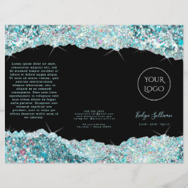 Blauwgroen glitterbrochure voor faux
