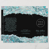 Blauwgroen glitterbrochure voor faux (Voorkant / Achterkant)