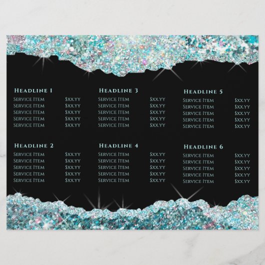 Blauwgroen glitterbrochure voor faux (Achterkant)