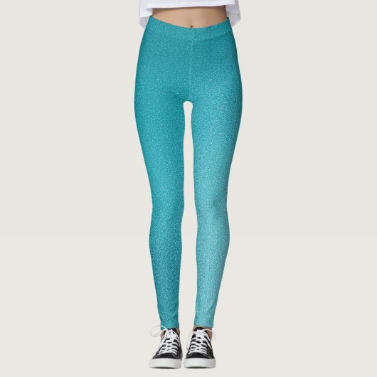 Blauwgroen glitterglans leggings (Voorkant)