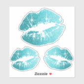 Blauwgroen glitterlippen - Kiss-Cut Sticker (Vel)