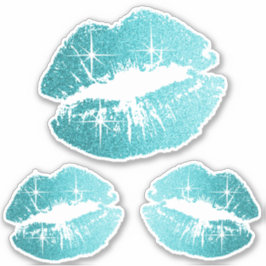 Blauwgroen glitterlippen - Kiss-Cut Sticker