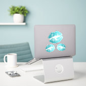 Blauwgroen glitterlippen - Kiss-Cut Sticker (Laptop op bureau)