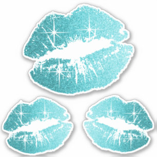 Blauwgroen glitterlips - Kus-Cut Sticker