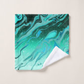 Blauwgroen glittermarmer bad handdoek (Wasdoekje)