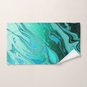 Blauwgroen glittermarmer bad handdoek (Handdoek)