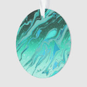 Blauwgroen glittermarmer ornament (voorkant)
