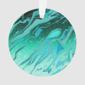 Blauwgroen glittermarmer ornament (voorkant)