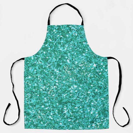 Blauwgroen glitterpatroon apron schort (Voorkant)
