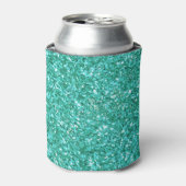 Blauwgroen glitterpatroon blikjeskoeler (Blikje Voorkant)