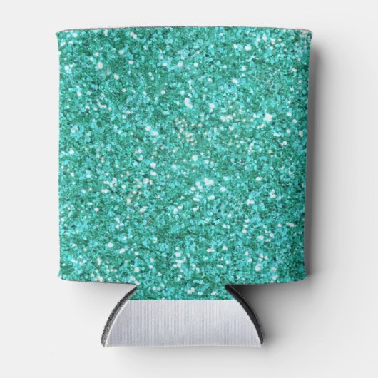 Blauwgroen glitterpatroon blikjeskoeler (Voorkant)