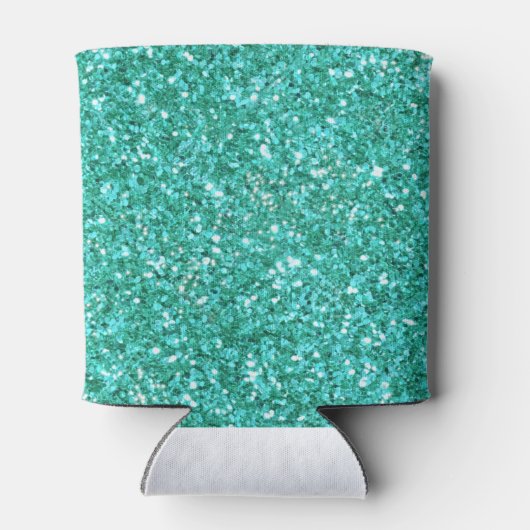 Blauwgroen glitterpatroon blikjeskoeler (Achterkant)