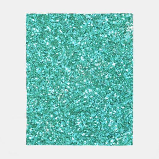Blauwgroen glitterpatroon fleece deken (Voorkant)