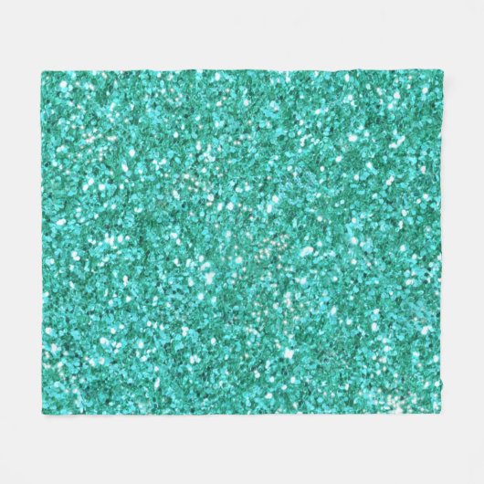 Blauwgroen glitterpatroon fleece deken (Voorkant (Horizontaal))