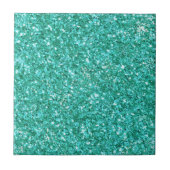 Blauwgroen glitterpatroon keramische tegels tegeltje (Voorkant)