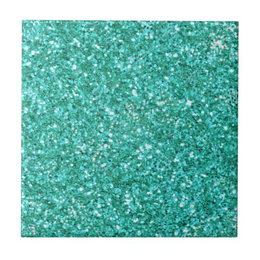 Blauwgroen glitterpatroon keramische tegels tegeltje (Voorkant)