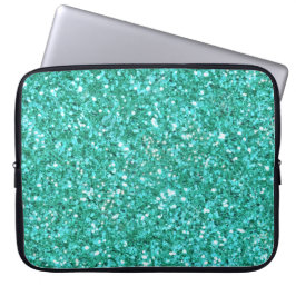 Blauwgroen glitterpatroon laptophoes laptop sleeve