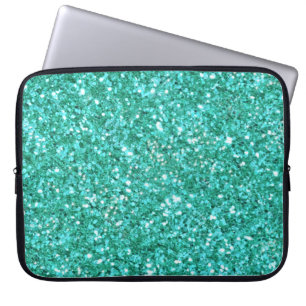 Blauwgroen glitterpatroon laptophoes laptop sleeve