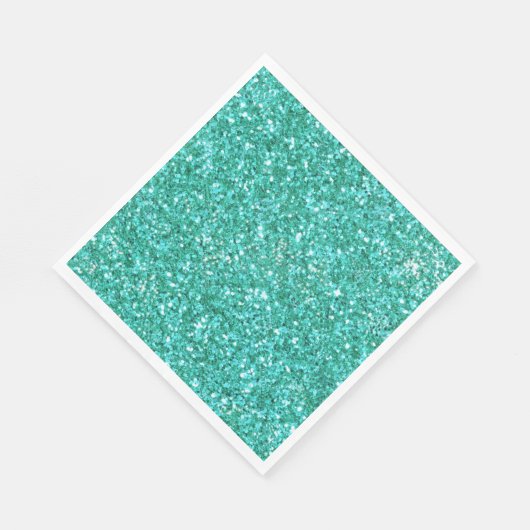 Blauwgroen glitterpatroon servetten (Hoek)