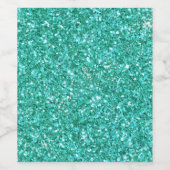 Blauwgroen glitterpatroon wijn etiket (Enkel label)