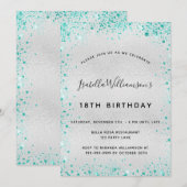 Blauwgroen glitterstofglansglansglansglansglansgla kaart (Voorkant / Achterkant)