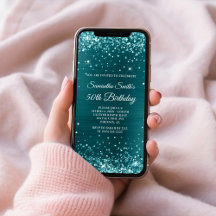 Blauwgroen Glittery Blue Folie 50th Birthday