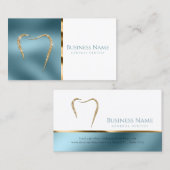 Blauwgroen & Glittery Gold Custom Tandarts Visitek Visitekaartje (Voorkant / Achterkant)