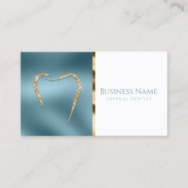 Blauwgroen & Glittery Gold Custom Tandarts Visitek Visitekaartje