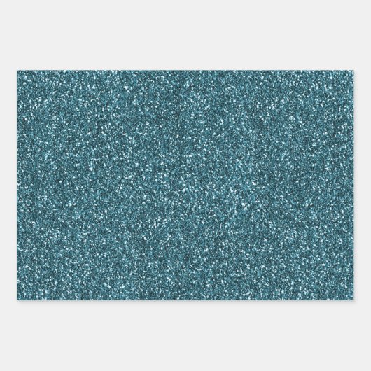 Blauwgroen Glitz Glitter Glam Inpakpapier Vel (Voorkant 3)