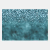 Blauwgroen Glitz Glitter Glam Inpakpapier Vel (Voorkant)