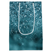 Blauwgroen Glitz Glitter Glam Medium Cadeauzakje (Achterkant)