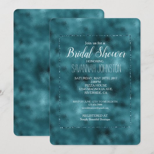 Blauwgroen Glitz Glitter Glam Vrijgezellenfeest Kaart (Voorkant / Achterkant)