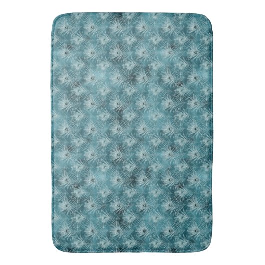 Blauwgroen Glitzy Glam Peacock Feathers Badmat (Voorkant Verticaal)