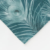 Blauwgroen Glitzy Glam Peacock Feathers Fleece Deken (Hoek)
