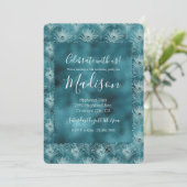 Blauwgroen Glitzy Glam Peacock Feathers Kaart (Staand voorkant)