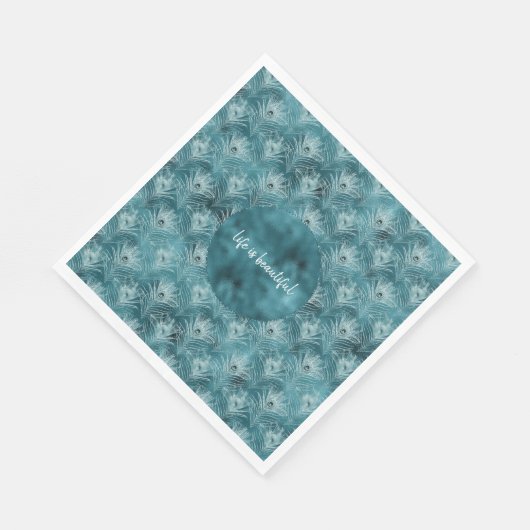 Blauwgroen Glitzy Glam Peacock Feathers Servet (Hoek)