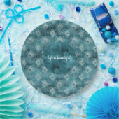 Blauwgroen Glitzy Glam Peacock Papieren Bordje (Feest)