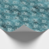 Blauwgroen Glitzy Peacock Feathers Cadeaupapier (Hoek)