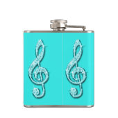 Blauwgroen Glitzy Sparkly Muzieknoten Heupfles (Achterkant)