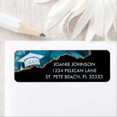 Blauwgroen Gold Afstuderen Return-adres Etiket (Insitu)