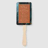 Blauwgroen Gold Agaat Burnt Sinaasappel Trouwprogr Handwaaier (Voorkant)