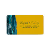 Blauwgroen Gold Agaat Mosterd Bruiloft Retouradres Etiket (Voorkant)