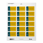Blauwgroen Gold Agaat Mosterd Bruiloft Retouradres Etiket (Full Sheet)