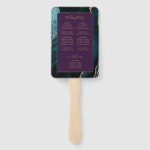 Blauwgroen Gold Agaat Paarse bruiloft programma Handwaaier (Achterkant)