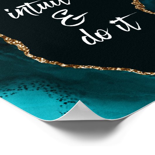 Blauwgroen Gold Agate BossLady Regels Motivatie Ci Poster (Hoek)