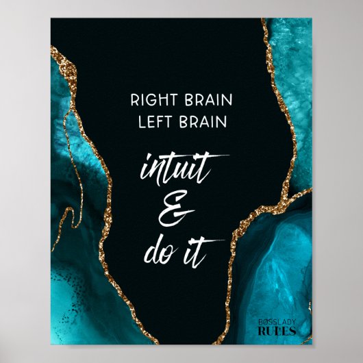 Blauwgroen Gold Agate BossLady Regels Motivatie Ci Poster (Voorkant)