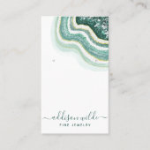 Blauwgroen Gold Agate Geode Oorspronkelijke Displa Visitekaartje (Voorkant)